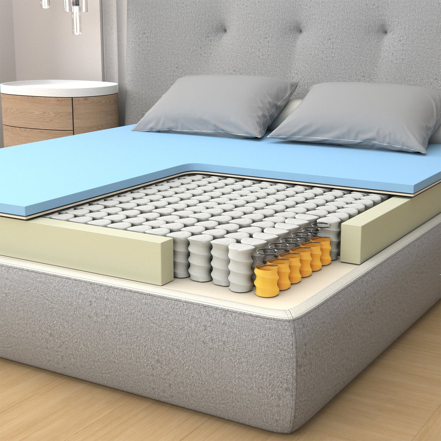 Taschenfederkern- und Memoryschaummatratze, 25 cm hoch – Abnehmbarer Bezug | Vitalize